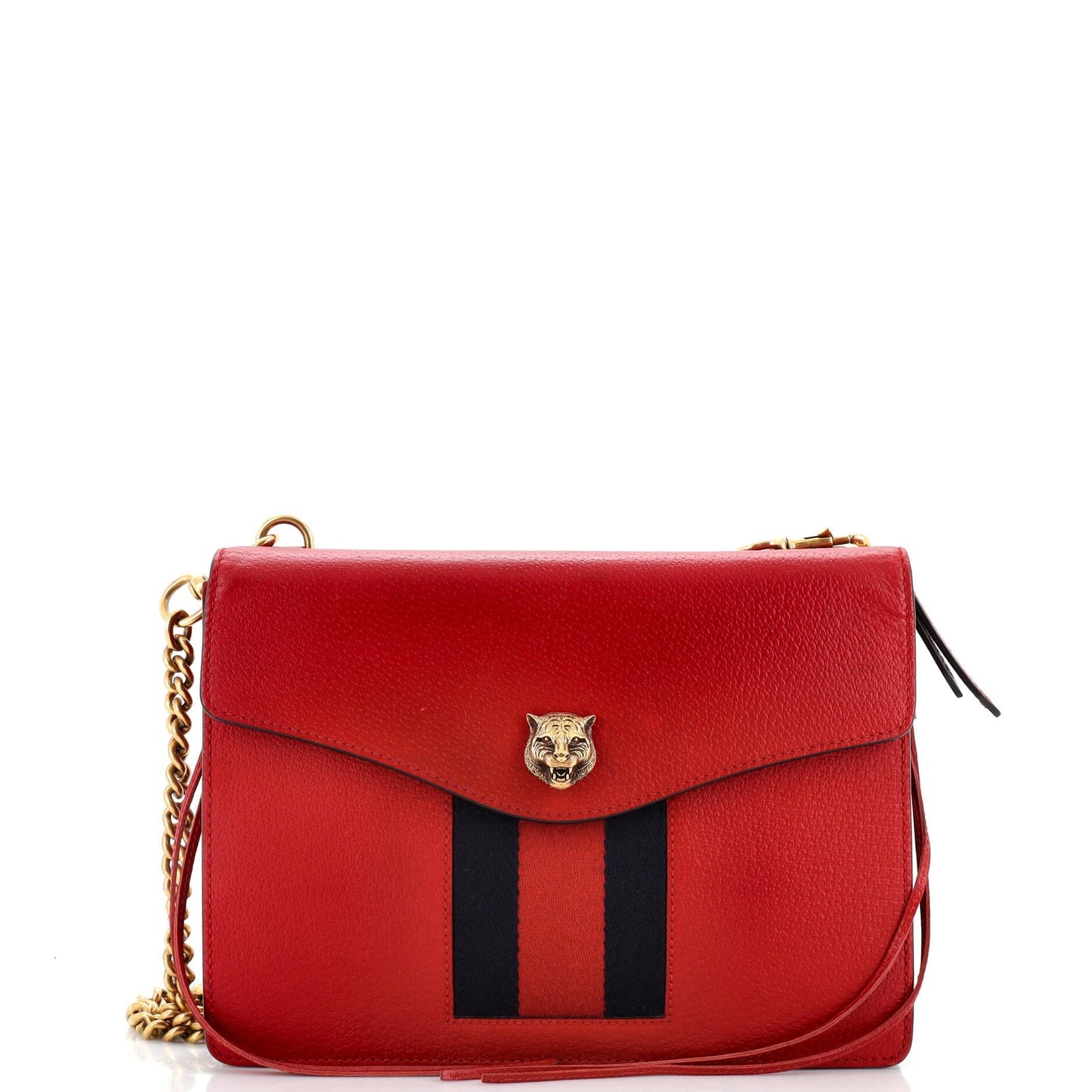 Luxury Gucci Trending 2025 Animalier Web Chain Shoulder Bag Leather Small