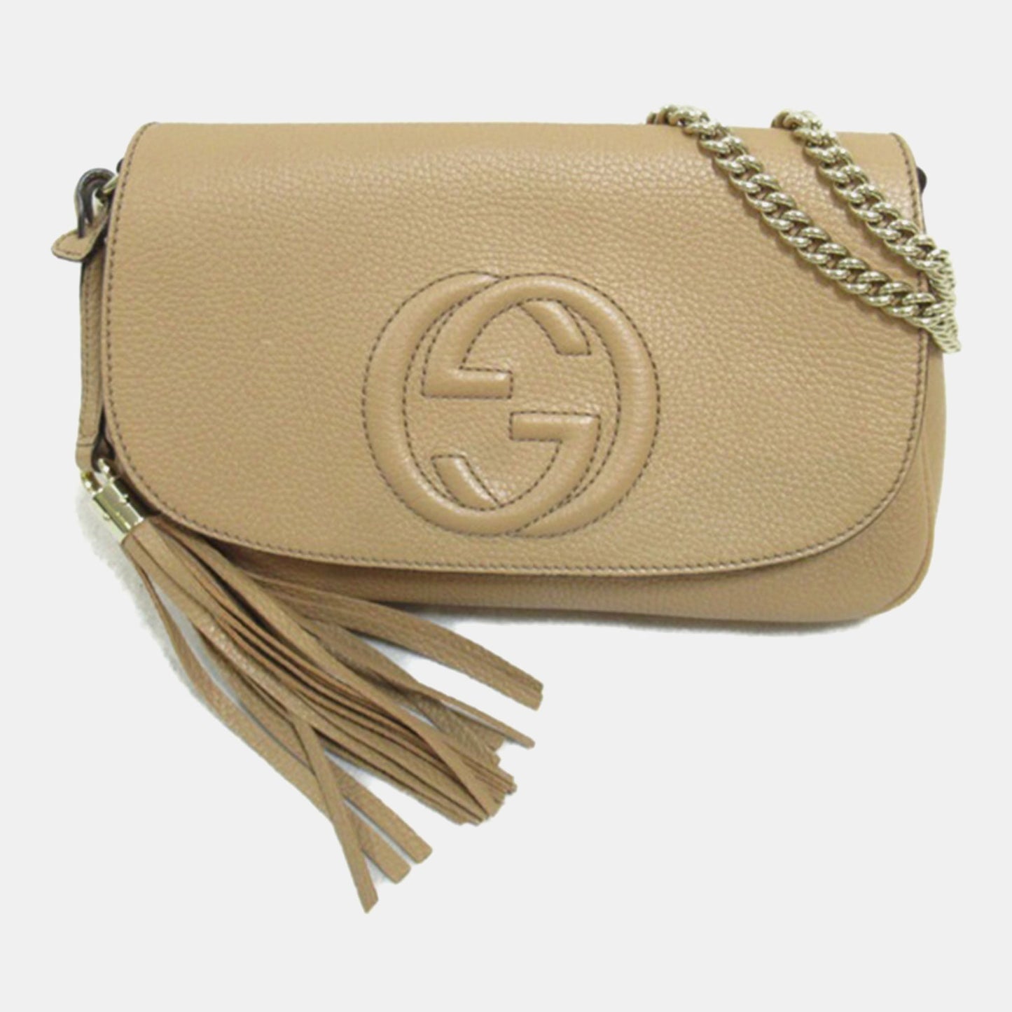Luxury Gucci Trending 2025 Beige Leather Medium Soho Shoulder Bag