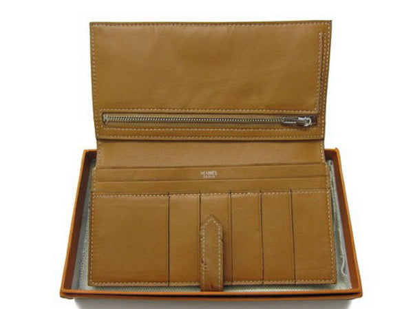 Luxury Hermes Wallet H1114 Ostrich Skin Coffee