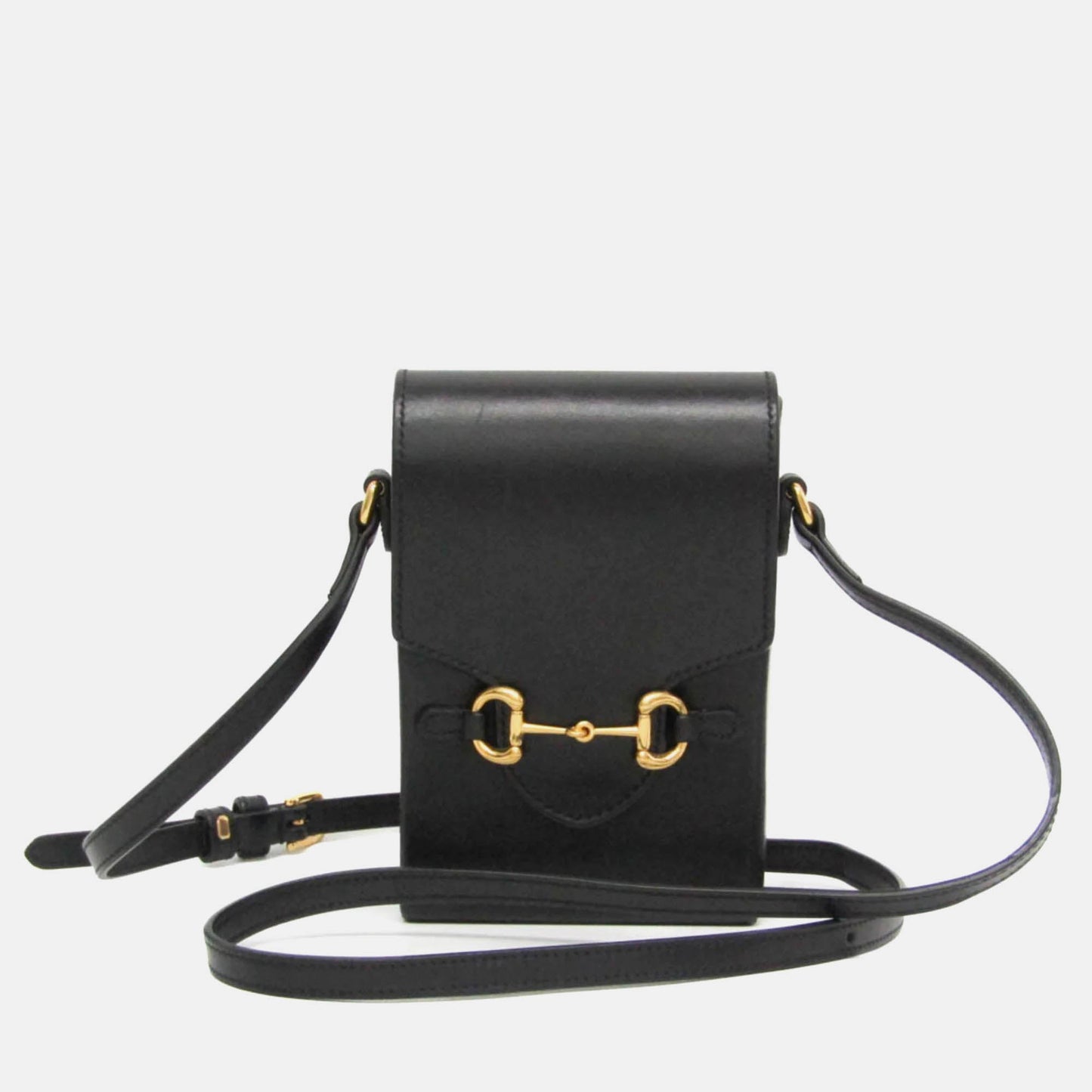 Luxury Gucci Trending 2025 Black Leather Mini Horsebit 1955 Shoulder Bag