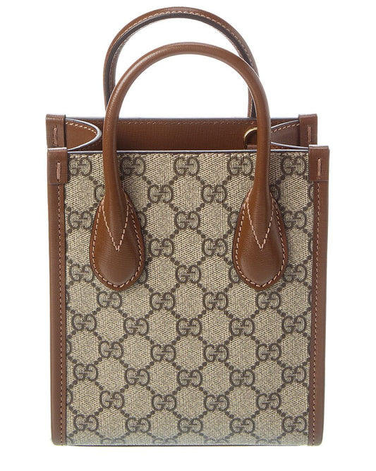 Luxury Gucci Trending 2025 Mini GG Supreme Canvas & Leather Tote