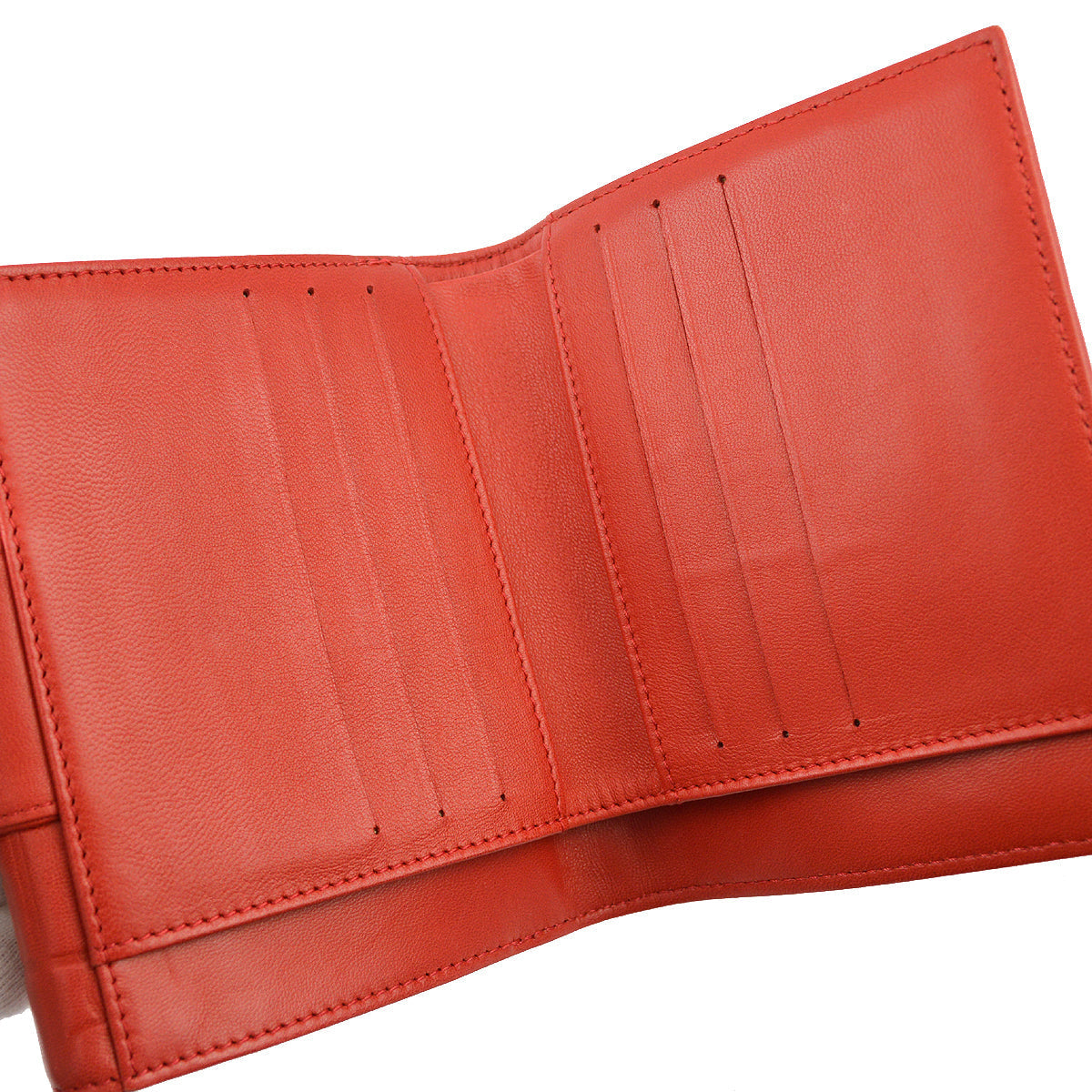 Chanel Red Lambskin Icon Bifold Wallet Purse