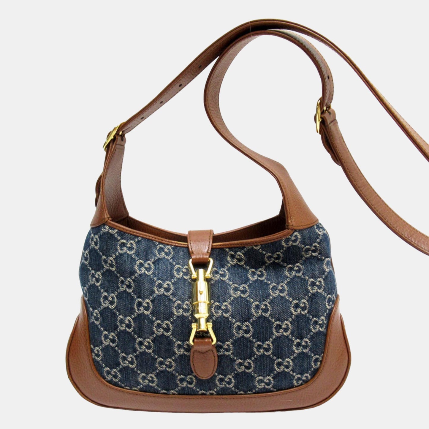Luxury Gucci Trending 2025 Blue/Brown New Denim GG Monogram Calfskin Small Jackie 1961 Shoulder Bag