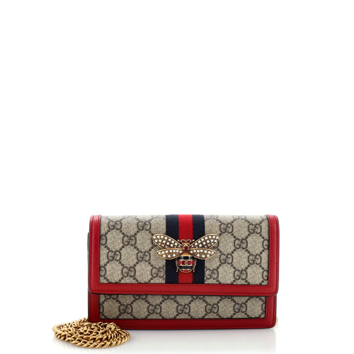 Luxury Gucci Trending 2025 Queen Margaret Chain Wallet GG Coated Canvas Mini