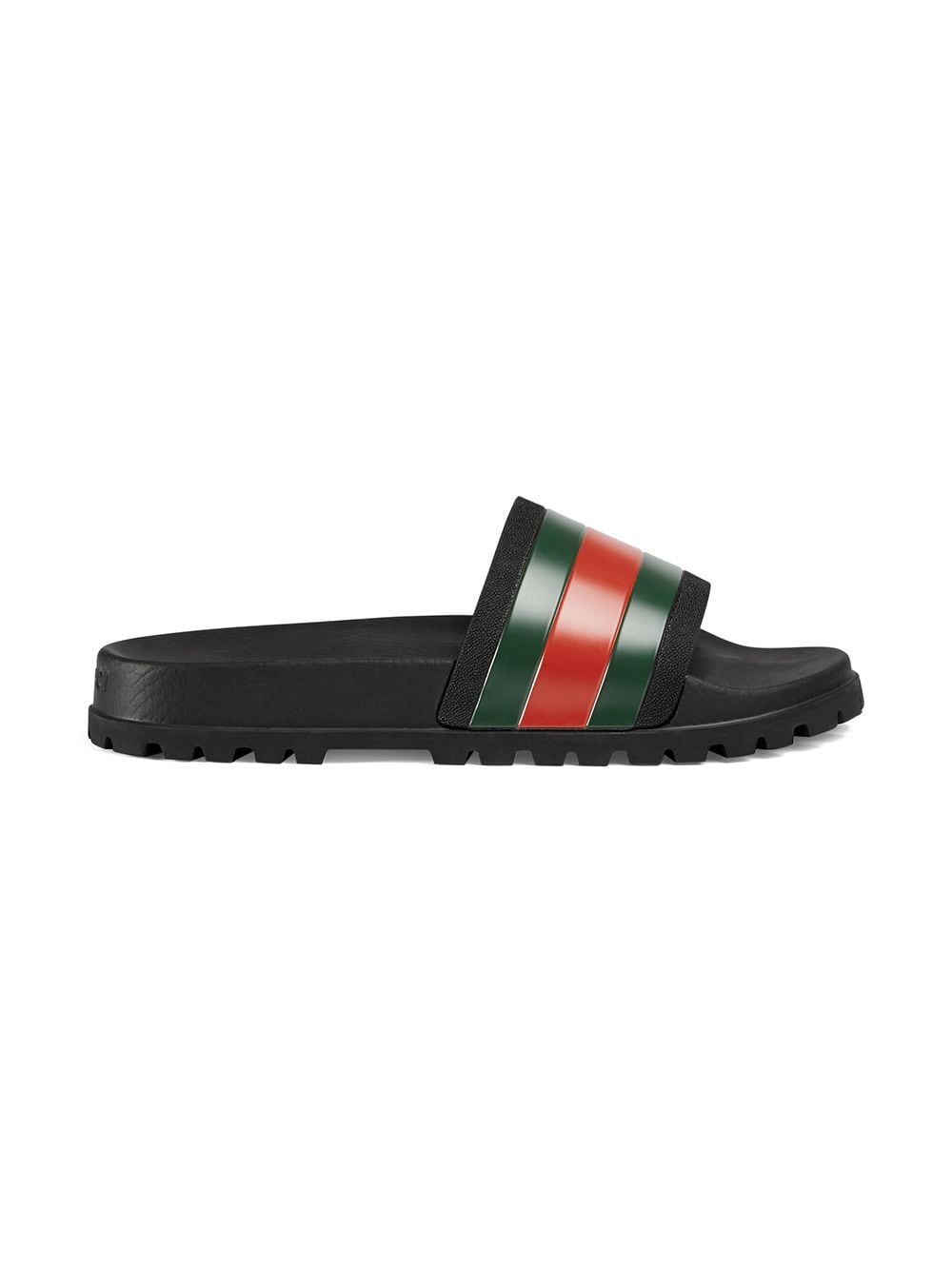 Luxury Gucci Trending 2025 Men's Web Detail Pool Slides in Black | Size 5 | 429469GIB101098