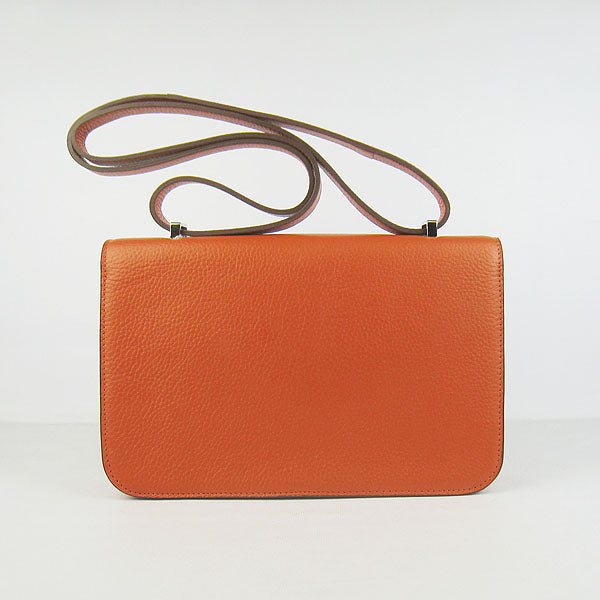 Luxury Hermes Calf Leather Message Bag H020 Orange Silver