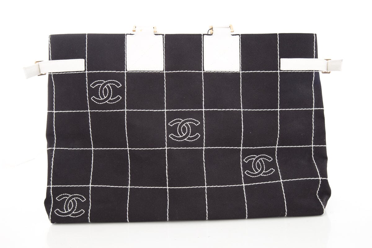 Luxury Chanel CC Canvas Black Quilt Large Tote