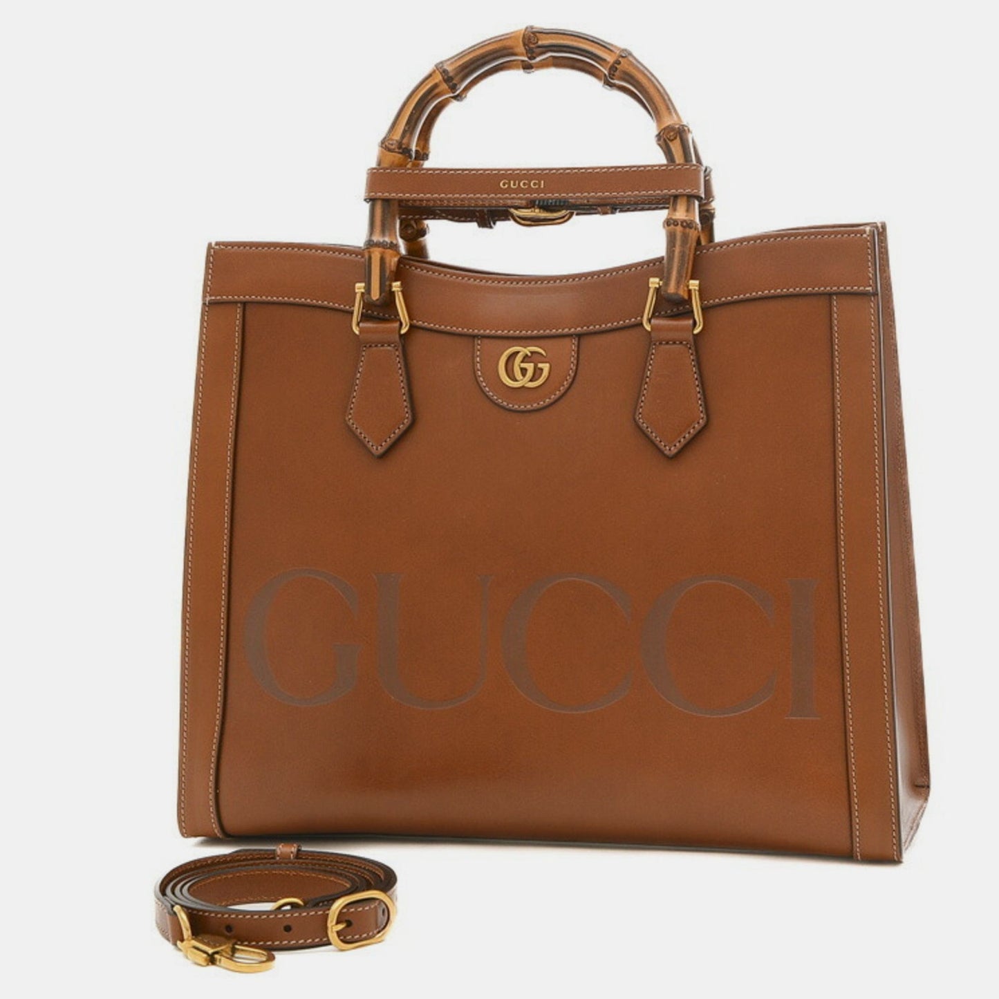 Luxury Gucci Trending 2025 Brown Leather Medium Diana Shoulder Bag