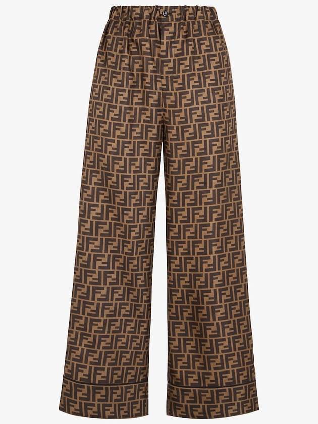 Luxury Fendi Twill Wide Pants Brown