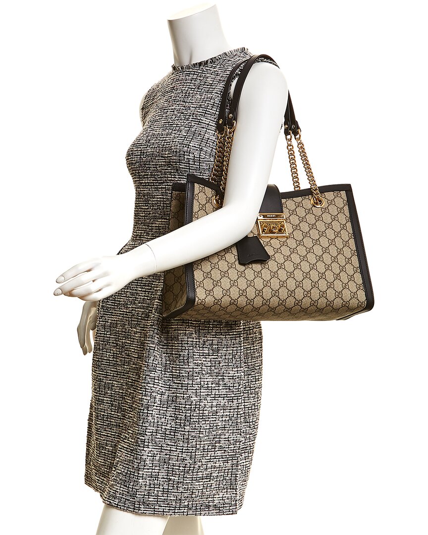 Gucci Padlock Medium GG Supreme Canvas & Leather Shoulder Bag