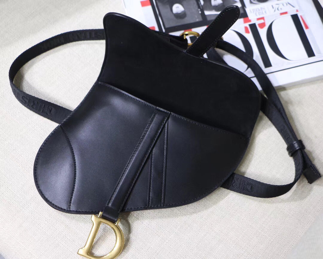 Luxury DiorSaddle Belt Bag In Black Smooth Calfskin