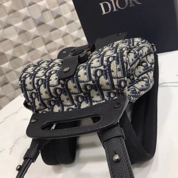 Luxury DiorMini Saddle Backpack In Blue Oblique Jacquard