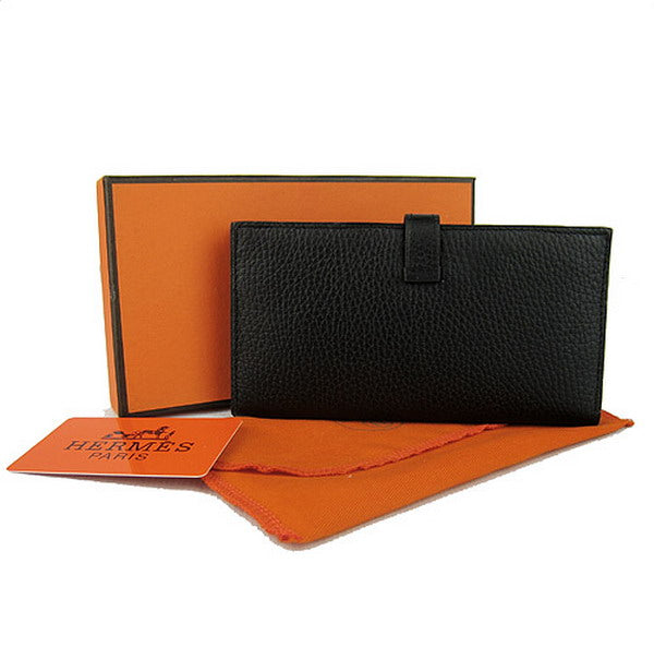 Luxury Hermes Wallet H008 Wallet Cow Leather Black