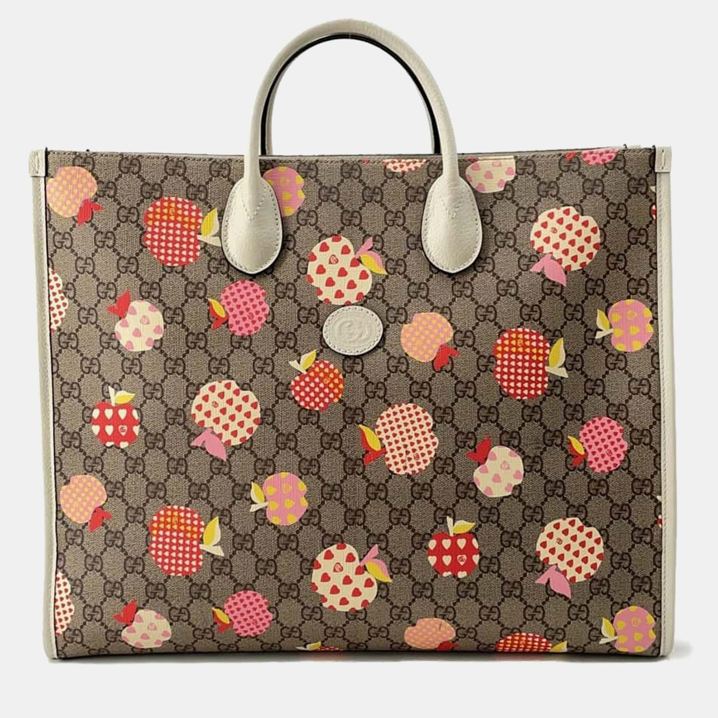 Luxury Gucci Trending 2025 Beige/White GG Canvas Apple Tote Bag