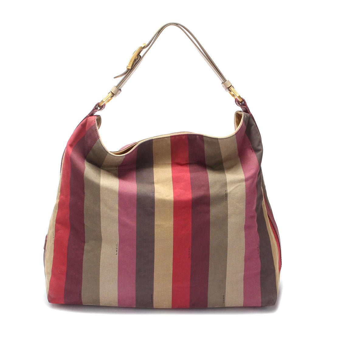 Luxury Fendi Pequin Canvas Shoulder Bag - '10s