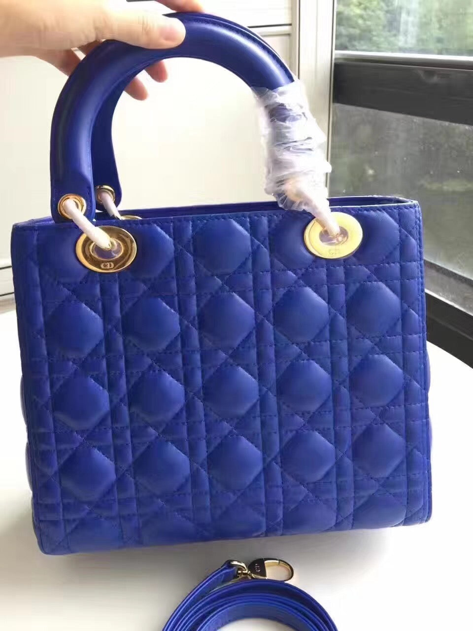 Luxury DiorMedium Lady Luxury DiorBag In Blue Lambskin