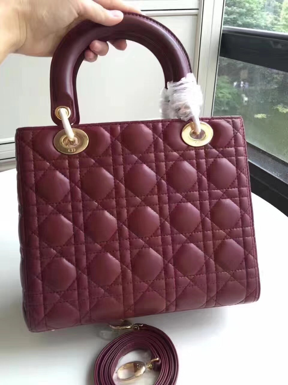 Luxury DiorMedium Lady Luxury DiorBag In Bordeaux Lambskin