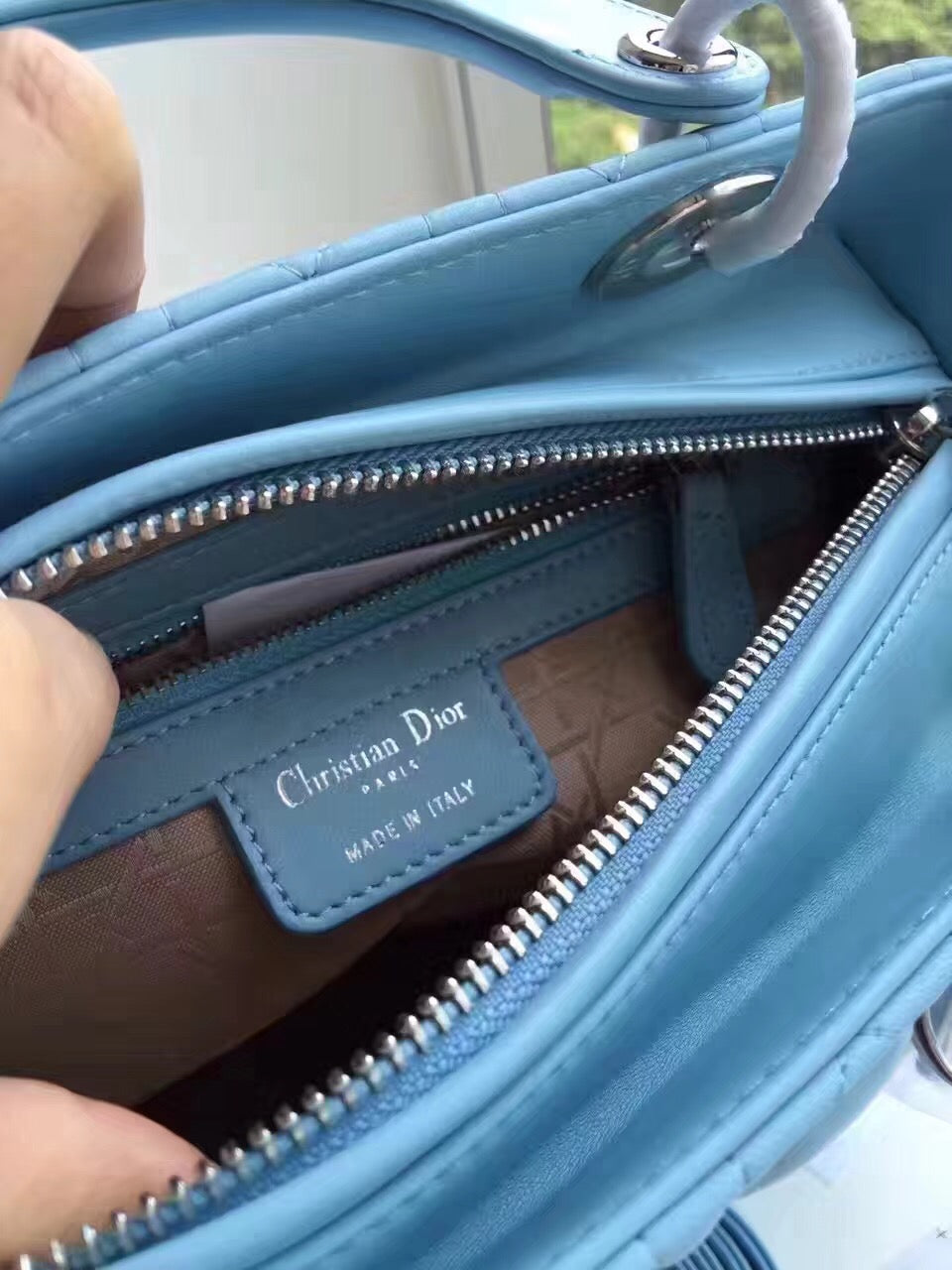 Luxury DiorMedium Lady Luxury DiorBag In Celeste Lambskin