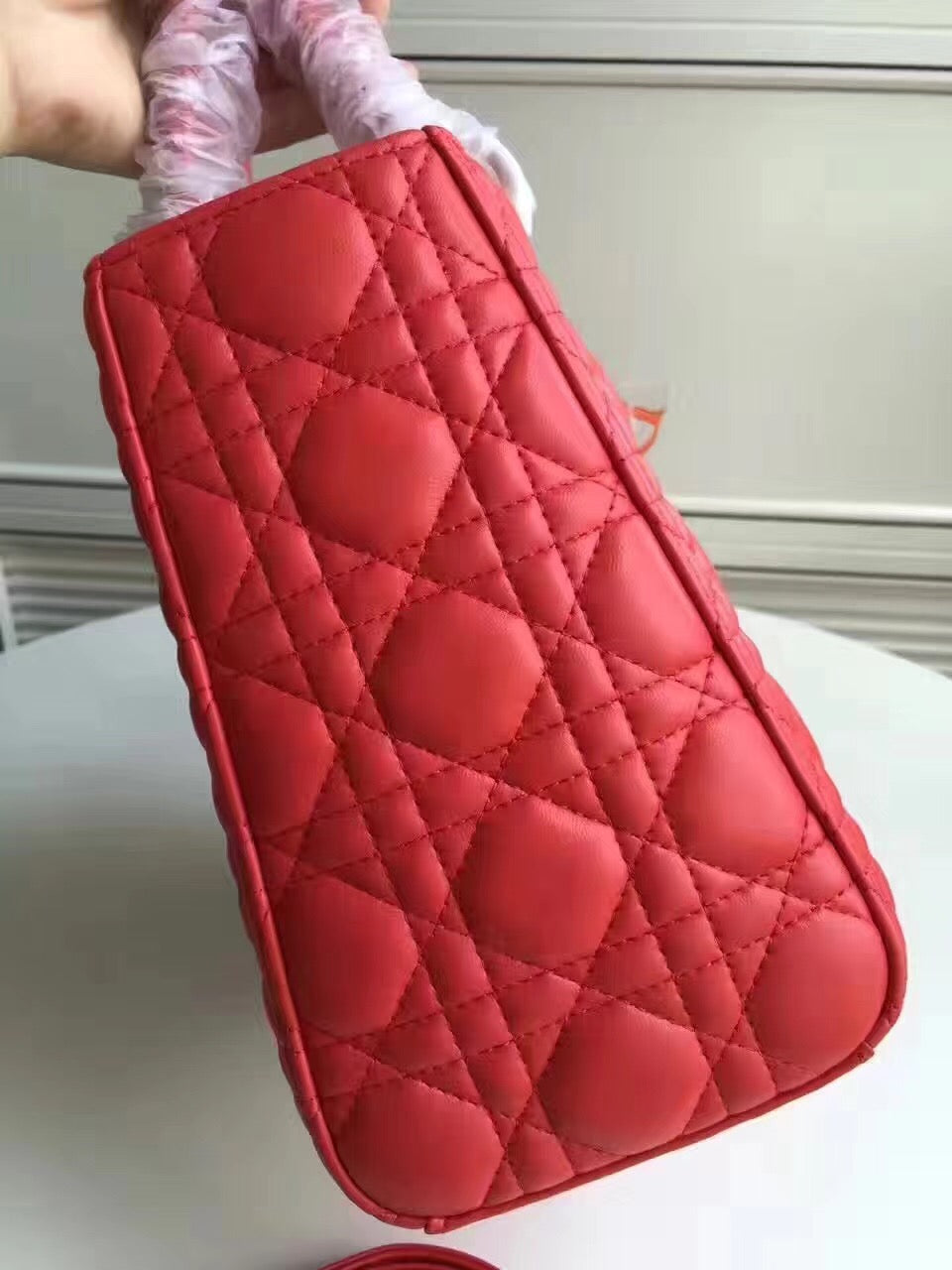 Luxury DiorMedium Lady Luxury DiorBag In Red Lambskin