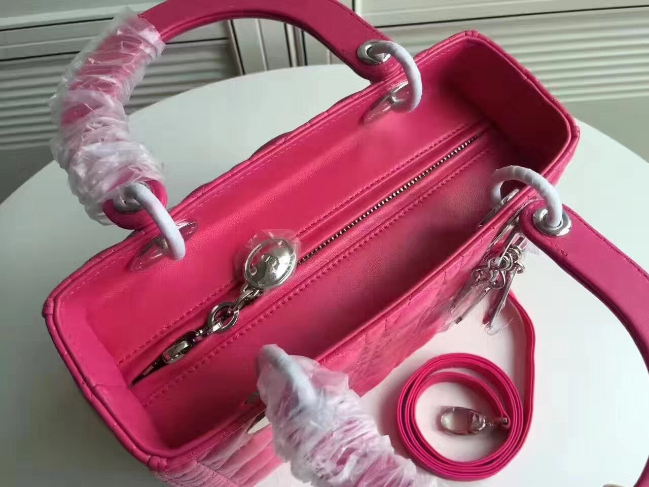 Luxury DiorMedium Lady Luxury DiorBag In Rose Red Lambskin