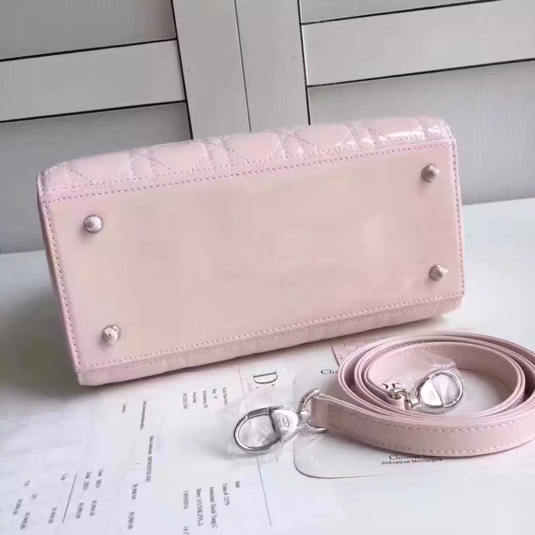Luxury DiorMedium Lady Luxury DiorBag In Pink Patent Leather
