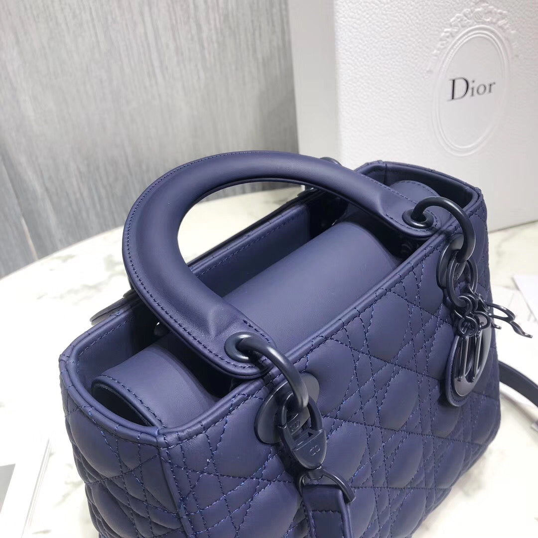Luxury DiorMedium Lady Luxury DiorBag In Indigo Blue Ultra Matte Calfskin