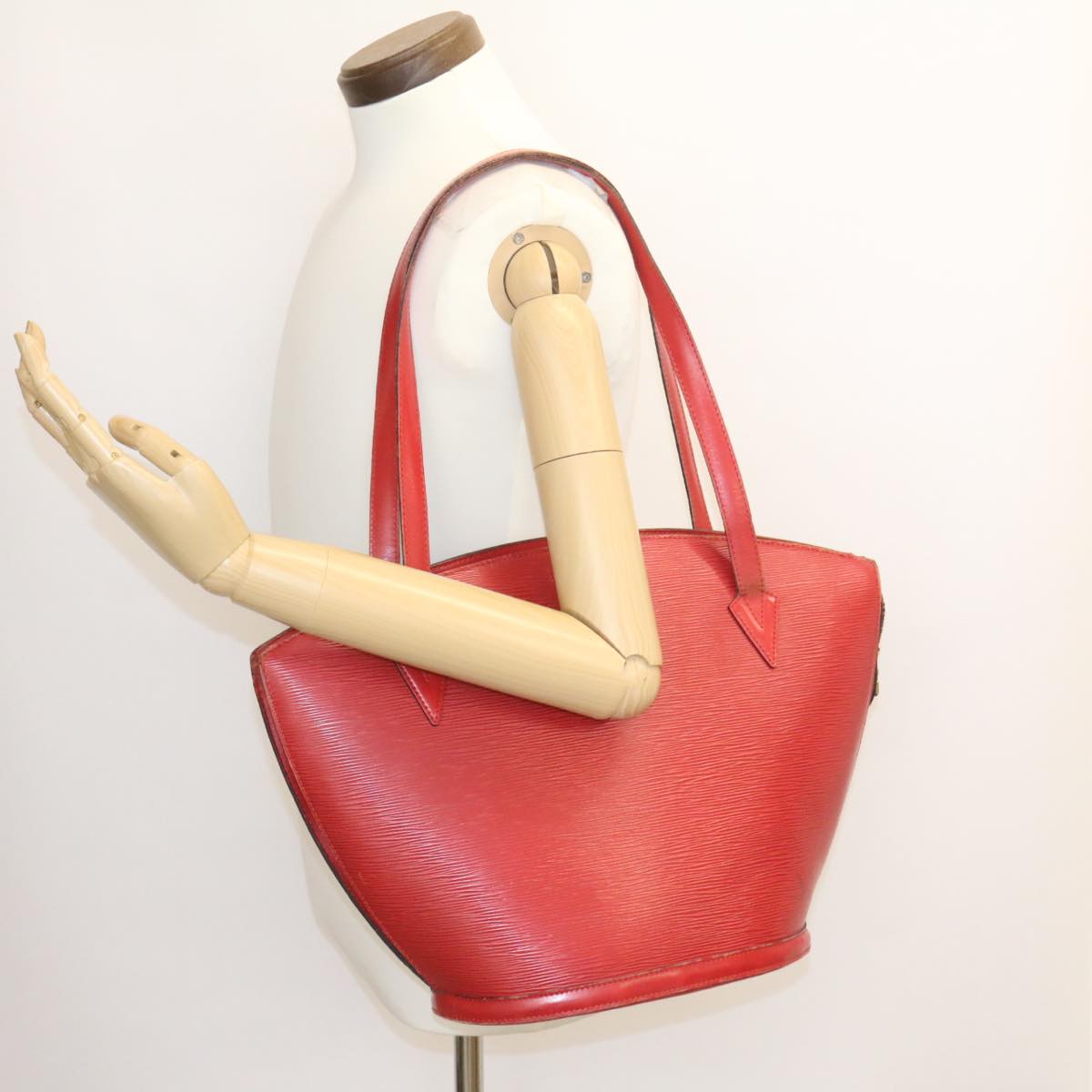 LOUIS VUITTON Epi Sac shopping Tote Bag Red M52267 LV ds176