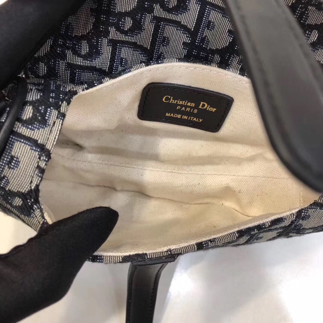Luxury DiorMini Saddle Bag In Blue Oblique Jacquard Canvas