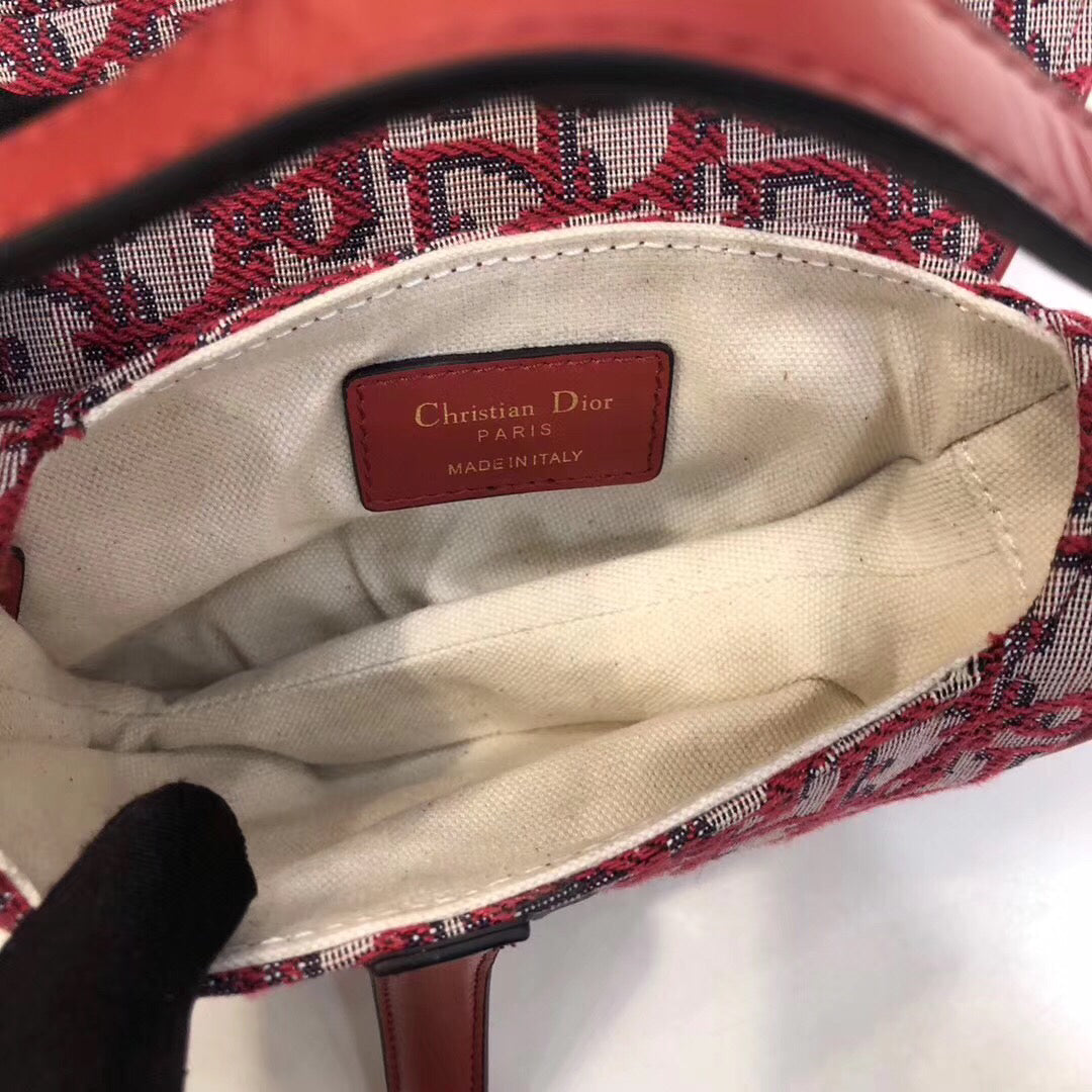 Luxury DiorMini Saddle Bag In Bordeaux Oblique Jacquard Canvas