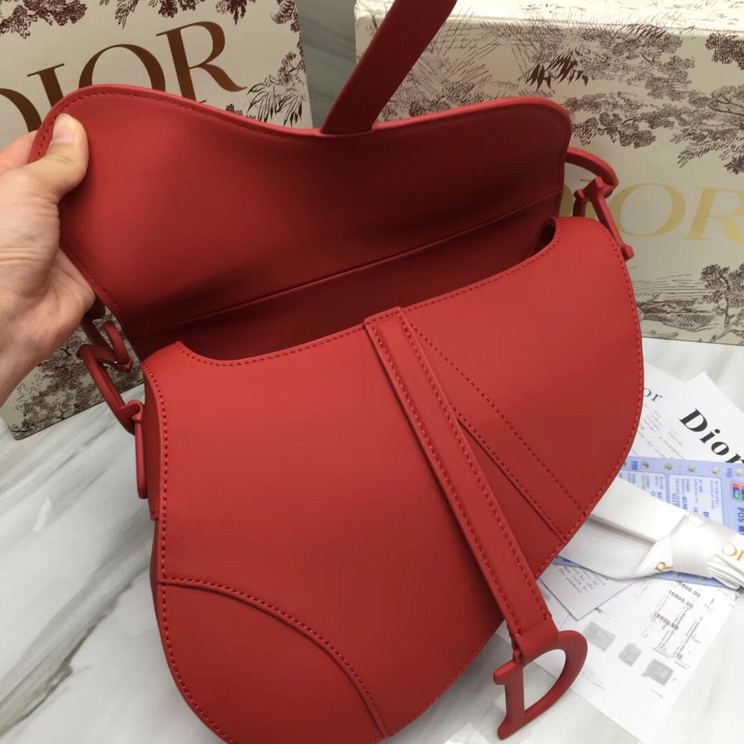 Luxury DiorSaddle Bag In Cherry Red Matte Calfskin