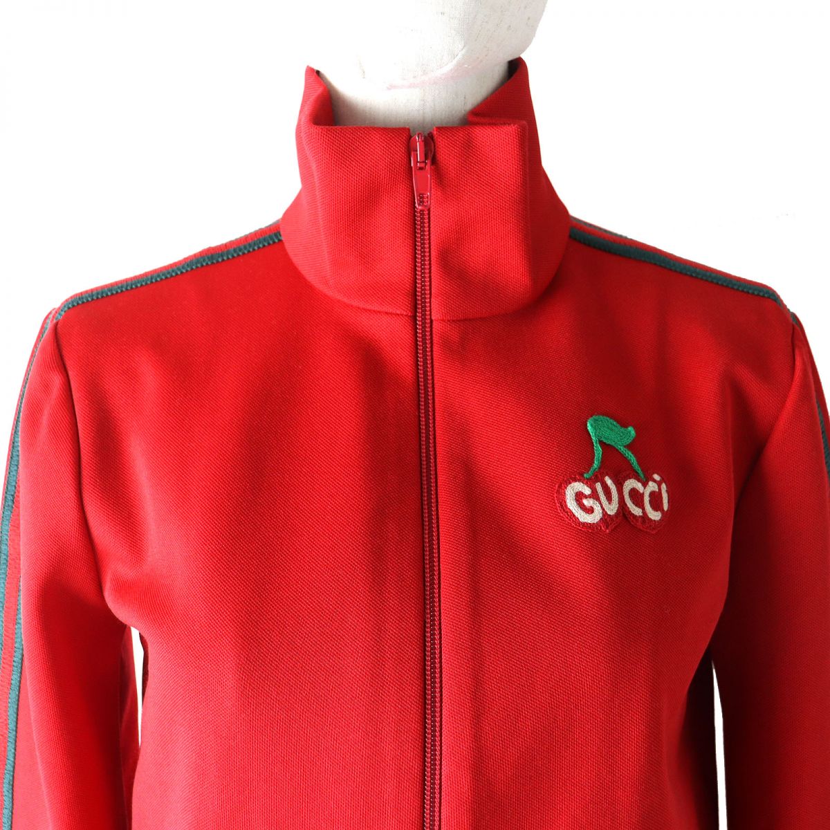 Luxury Gucci Trending 2025 Cherry Pique Track Jacket Women's XS Red Green