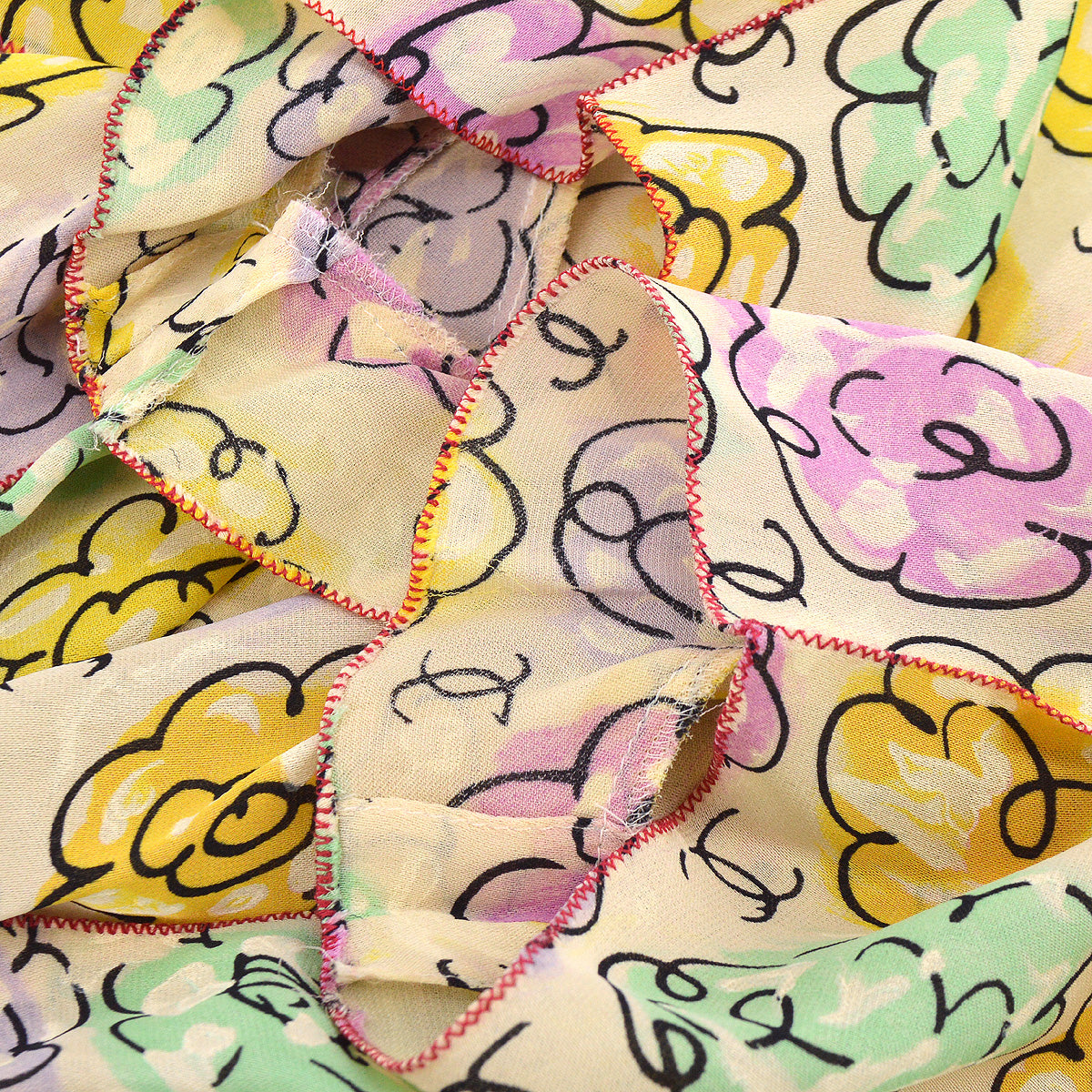 Luxury Chanel 1998 high-summer camellia-print silk dress #38