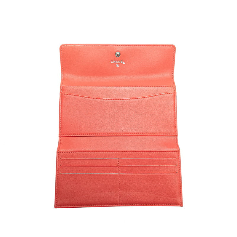 Chanel Matelasse Coco Mark Long Wallet Orange Blue