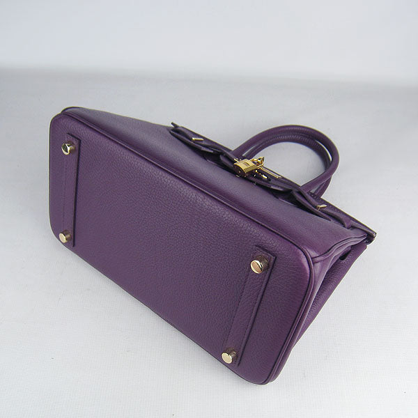Luxury Hermes Birkin 30cm Togo leather Handbags purple golden