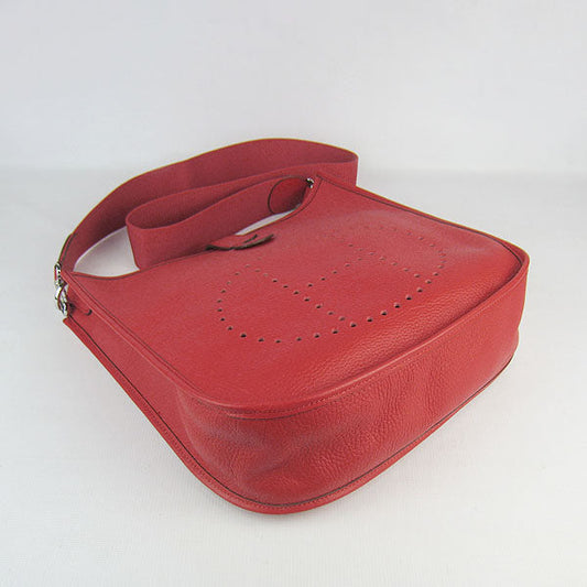 Luxury Hermes Evelyne I handbag H6309 red silver
