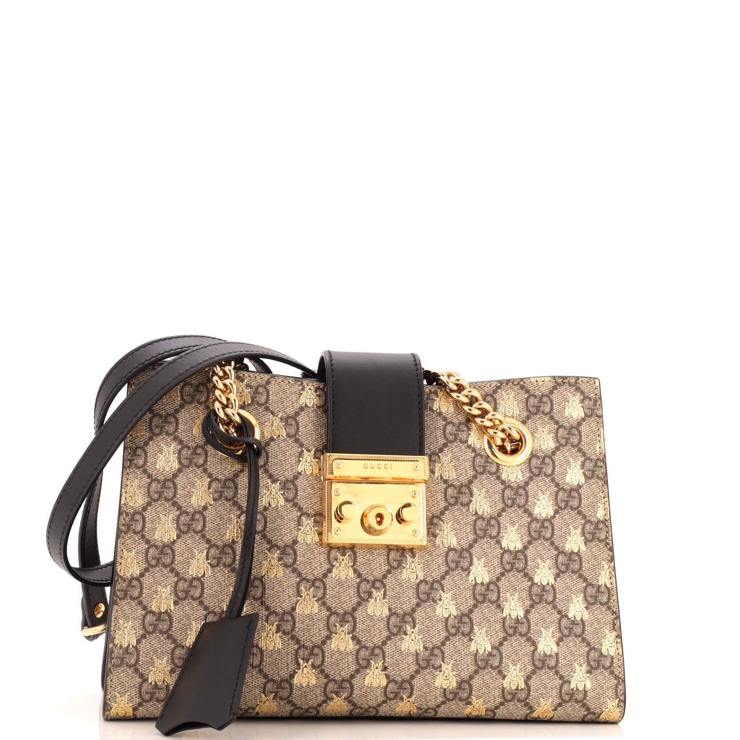 Luxury Gucci Trending 2025 Padlock Chain Tote Printed GG Coated Canvas Small