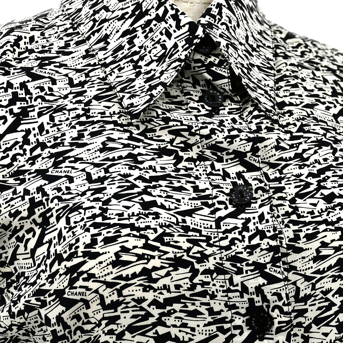 Luxury Chanel 2003 cruise city-print silk shirt #34