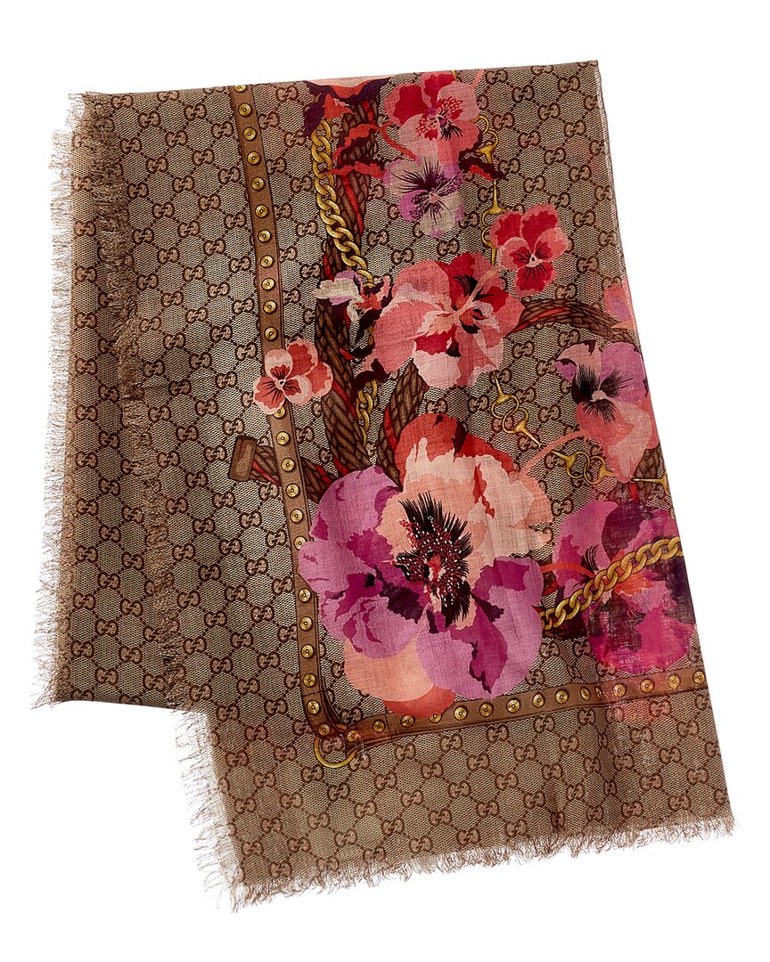 Gucci Oversized GG Flora Wool Scarf