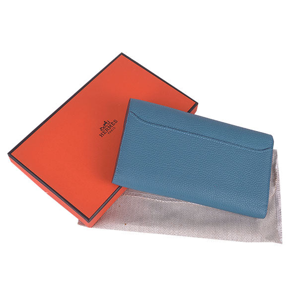 Luxury Hermes Wallet H6023 Ladies Cow Leather Blue