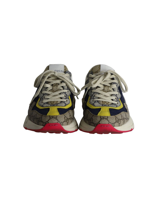 Luxury Gucci Trending 2025 Rhyton Sneakers in Multicolor Leather and Canvas