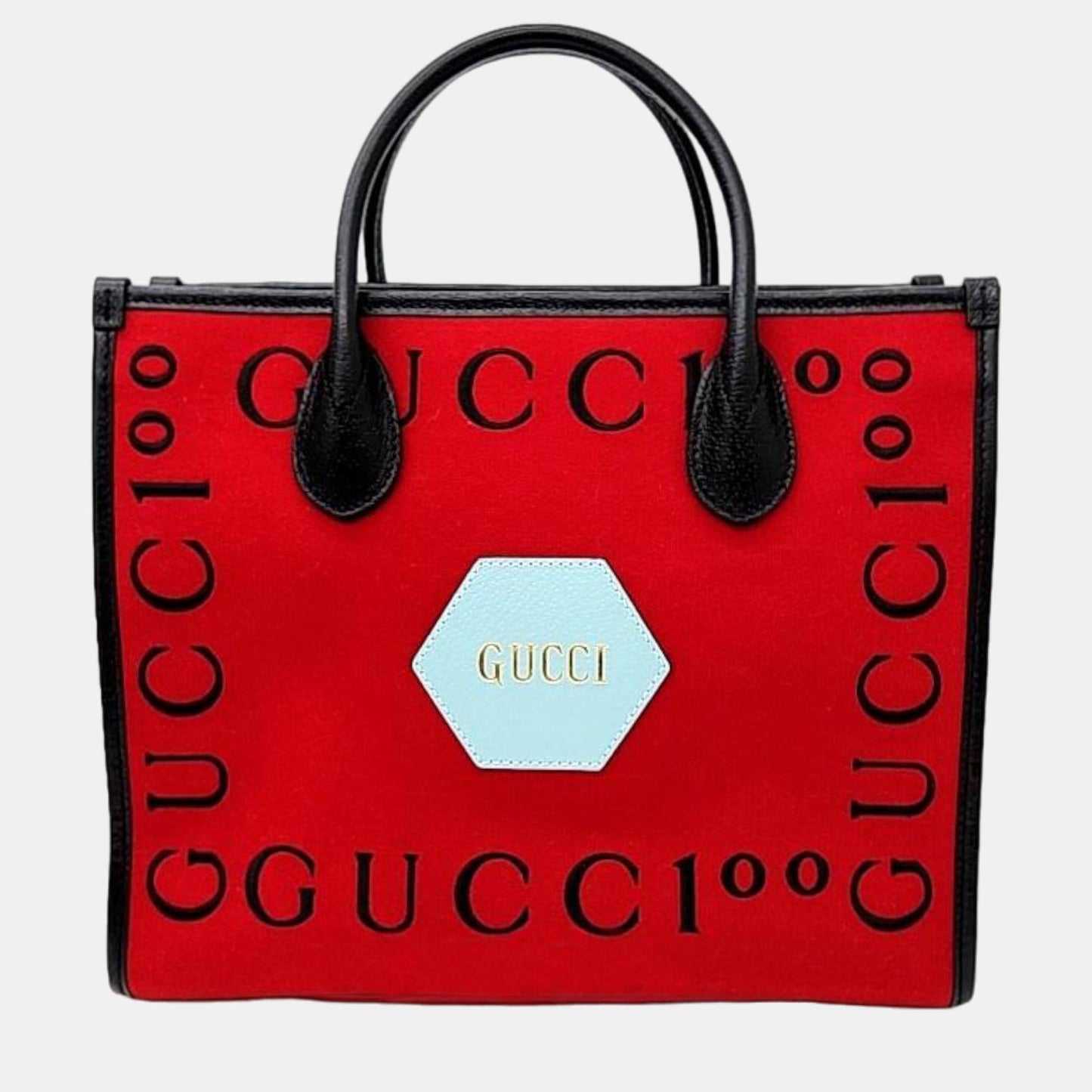 Luxury Gucci Trending 2025 Red Black Fabric 100 Small Tote Bag (659983)