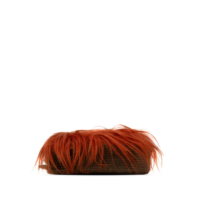 Luxury Gucci Trending 2025 Corduroy Leather Faux Fur Lion Handbag