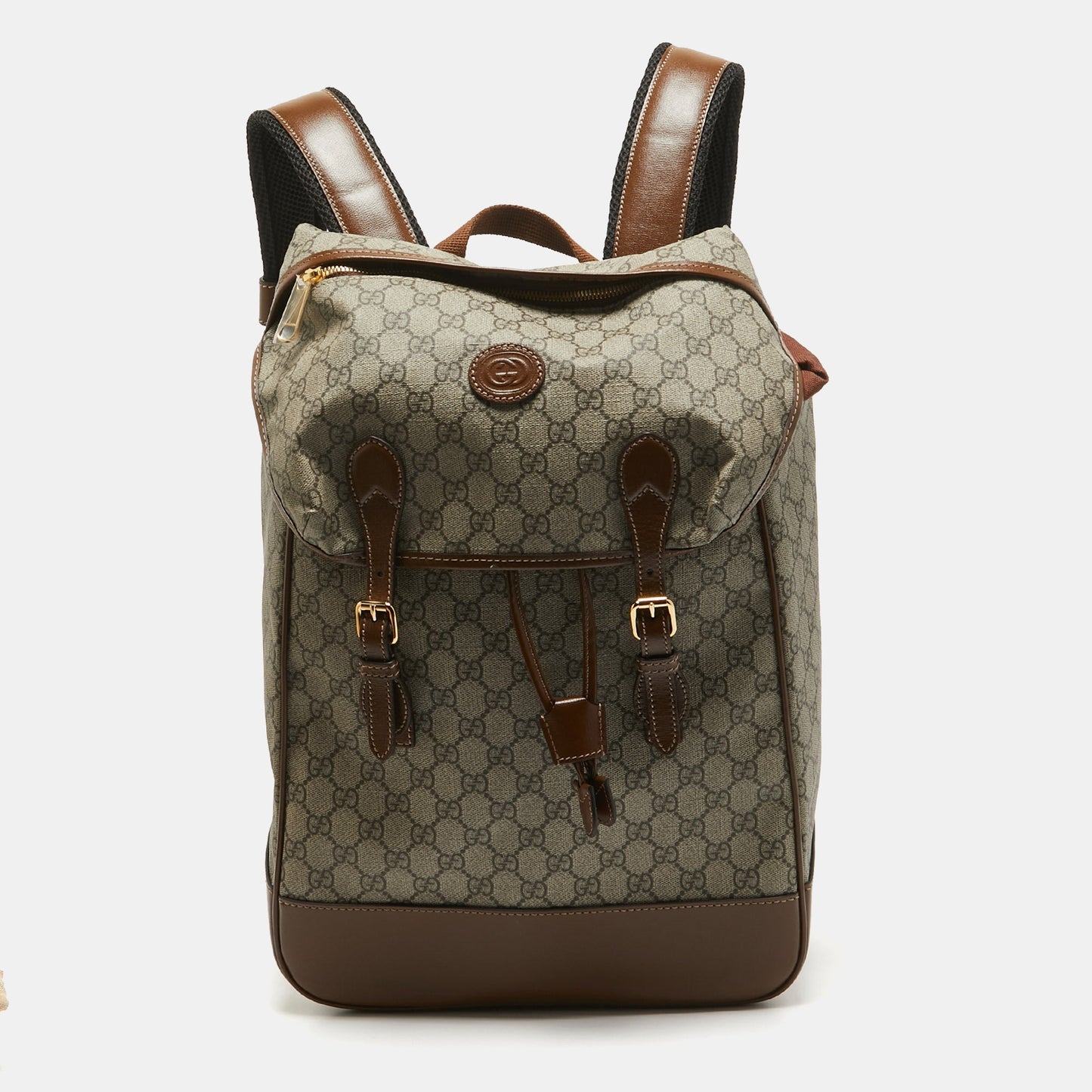 Luxury Gucci Trending 2025 Brown/Beige GG Supreme Canvas Medium Interlocking G Backpack