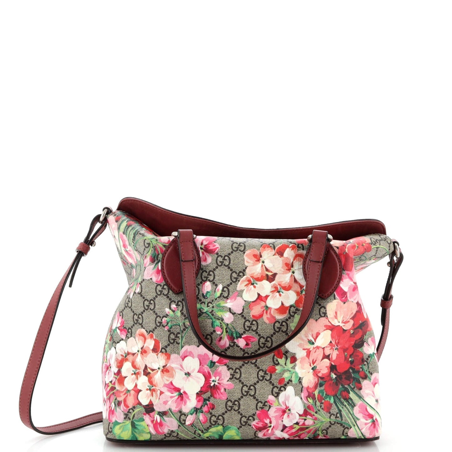 Luxury Gucci Trending 2025 Signature Fold Over Tote Blooms Print GG Coated Canvas Medium