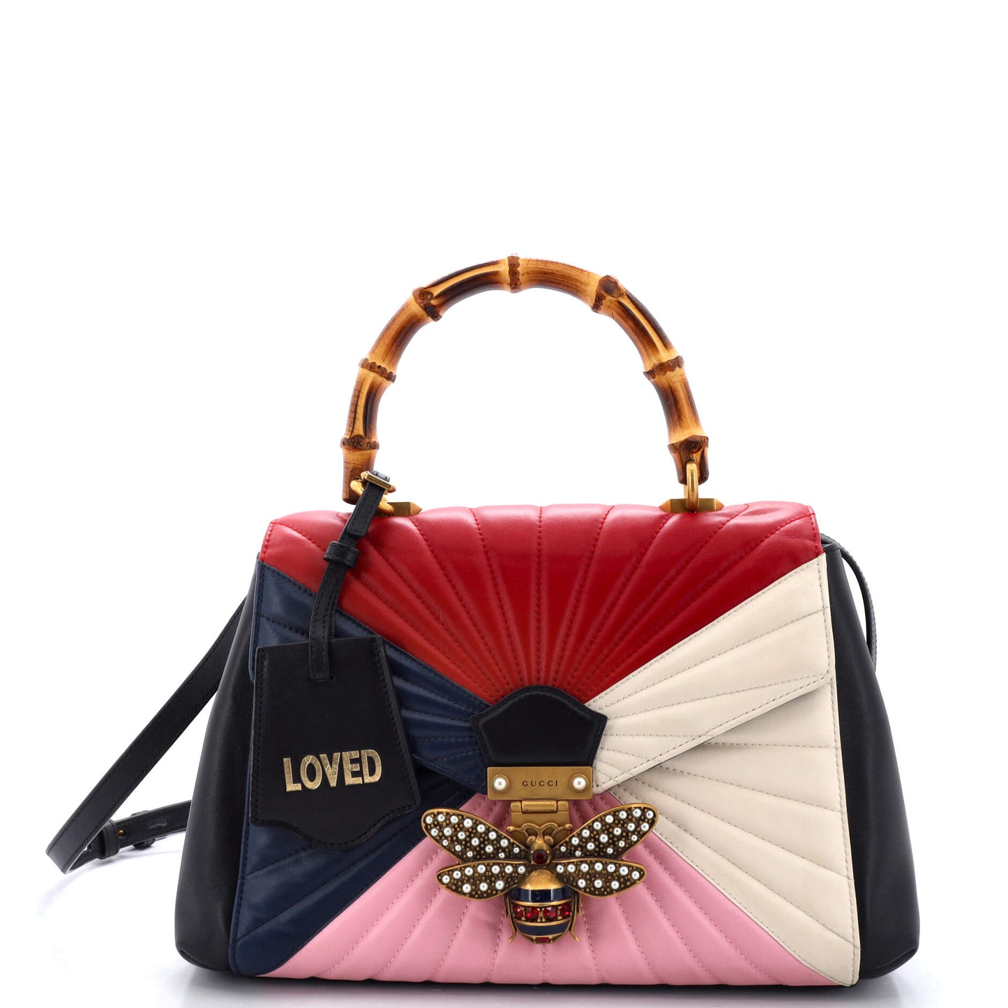 Luxury Gucci Trending 2025 Queen Margaret Top Handle Bag Multicolor Quilted Leather Medium