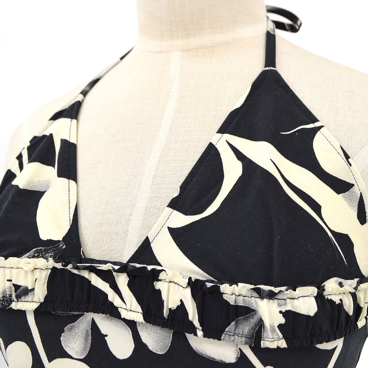 Luxury Chanel 2004 High Summer CC Camellia-print halterneck swimsuit dress #36