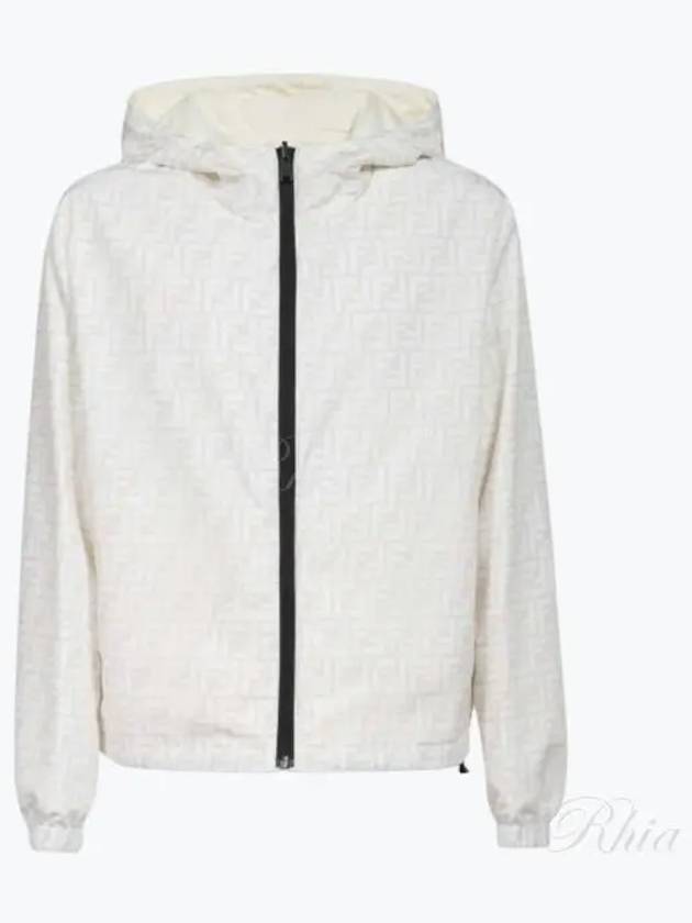 Luxury Fendi Men's Logo Pattern Reversible Windbreaker White