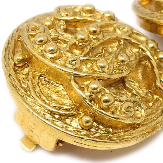 Luxury Chanel 1994 Gold 'CC' Filigree Earrings Small