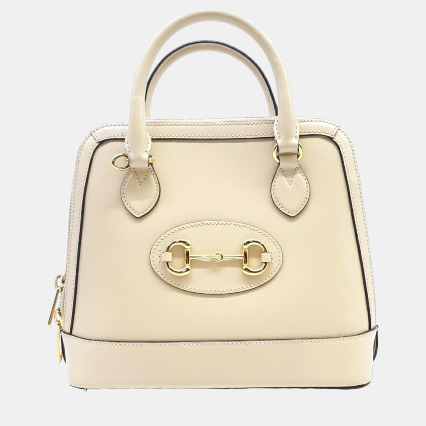 Luxury Gucci Trending 2025 White Leather 1955 Horsebit Small Top Handle Bag