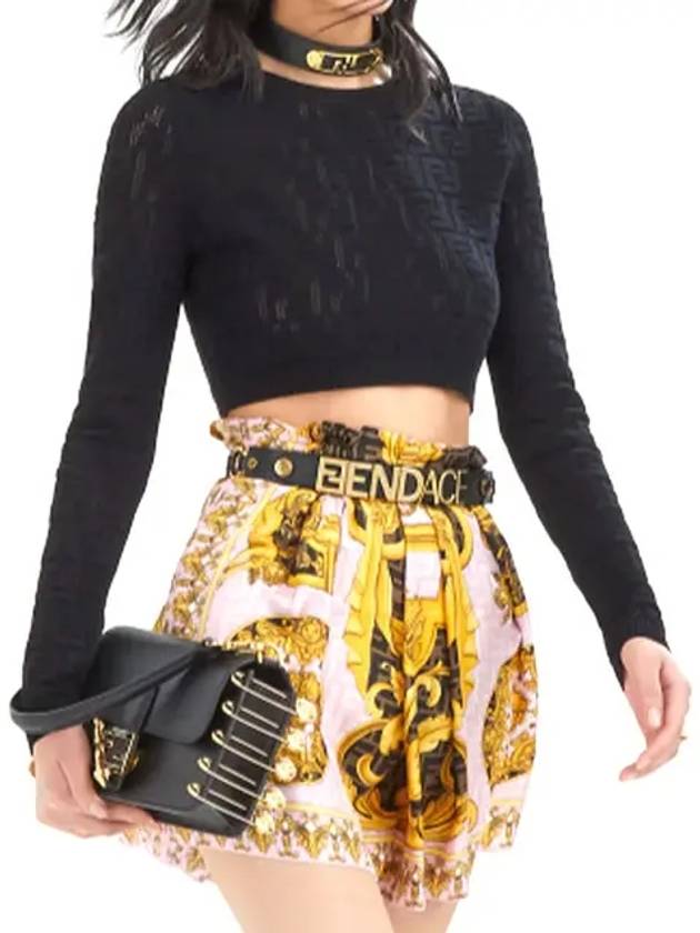Luxury Fendi Cropped Knit Top Black
